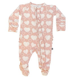Sweet Pink Hearts Ruffle Footie