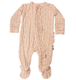 Sweet Pink Daisies Ruffle Footie