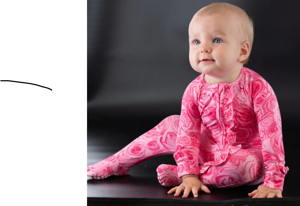 Pink Roses Ruffle Footie