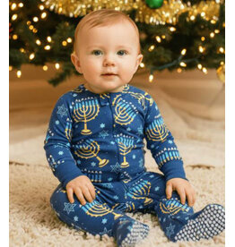 Bamboo Menorah Hanukkah Zip Footie