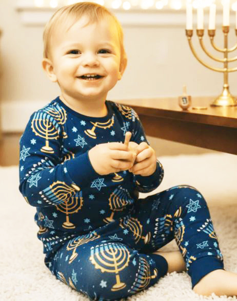 Bamboo Menorah Hanukkah Infant PJ Set
