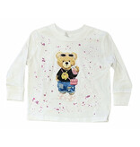Rock Candy White Splattered Fancy Bear LS Tee