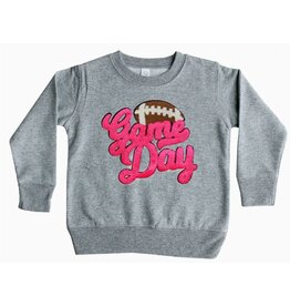 Pink Game Day Chenille Patch Sweat Shirt
