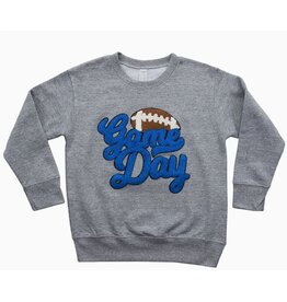 Blue Game Day Chenille Patch Sweat Shirt