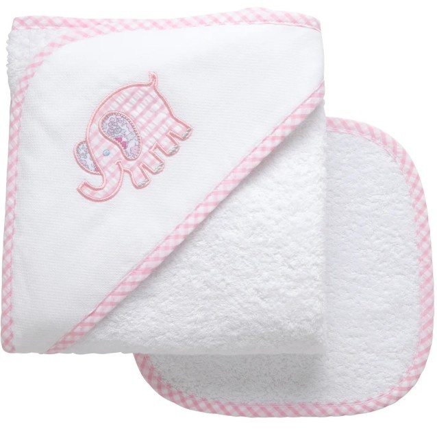 3 Marthas Pink Elephant Appliqued Towel Set