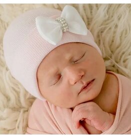 Ily Bean Pink/Wht Bling Bow Newborn Hat