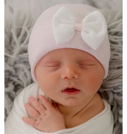 Ily Bean Pink/White Mini Bow Newborn Hat