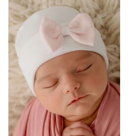 Ily Bean White/Pink Mini Bow Newborn Hat