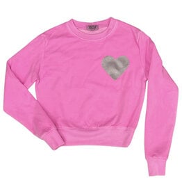 Firehouse Silver Heart Neon Pink Sweatshirt