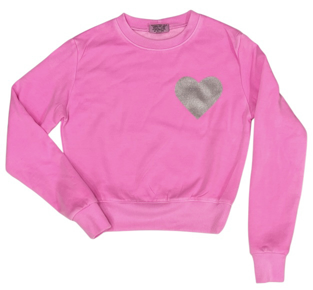 Firehouse Silver Heart Neon Pink Sweatshirt