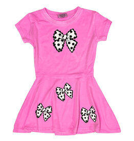 Firehouse Polka Dot Bow Neon Pink Dress