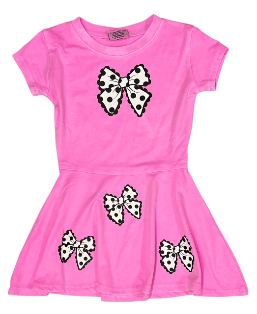 Firehouse Polka Dot Bow Neon Pink Dress