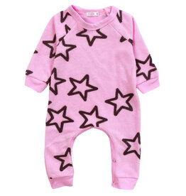 Cozii Candy Pink Stars Soft Fleece Romper