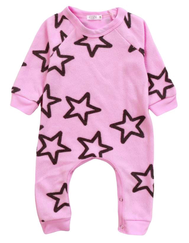 Cozii Candy Pink Stars Soft Fleece Romper