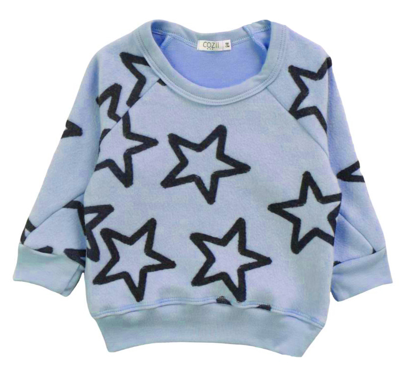 Cozii Sky Blue Stars Soft Fleece Sweatshirt