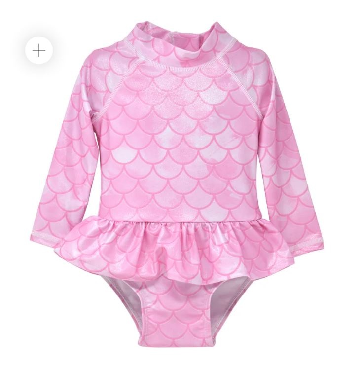 Flap Happy Pixie Scales LS Ruffle Inf Rash Guard Swim