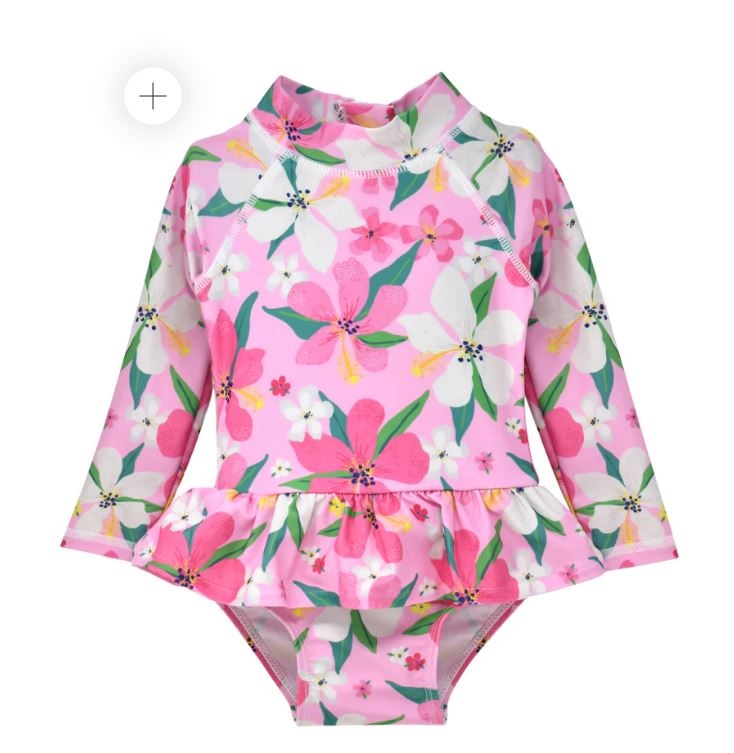 Flap Happy Hibiscus Ruffle LS Inf. Rashguard Swim