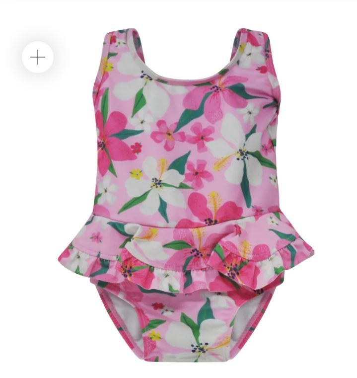 Flap Happy Hibiscus Ruffle Bow Inf Swimsuit
