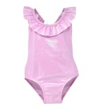 Flap Happy Pink Sparkle Ruffle Back Inf Swimsuit