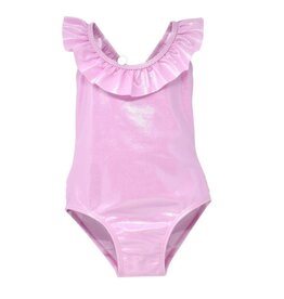 Flap Happy Pink Sparkle Ruffle Back Inf Swimsuit