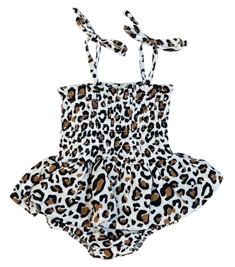 SP Love Leopard Muslin Skirted Onesie Dress