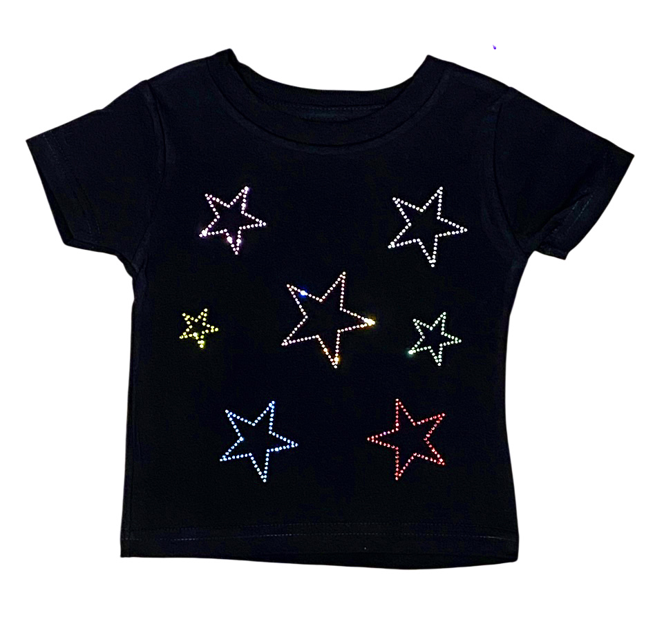 Rock Candy Black Rhinestone Star Infant SS Tee