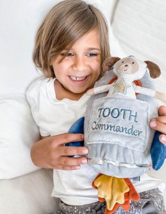 Mon Ami Rocket Ship Tooth Fairy Pillow Set
