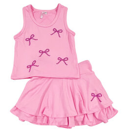 Sofi Pink Rhinestone Bow Skort Set