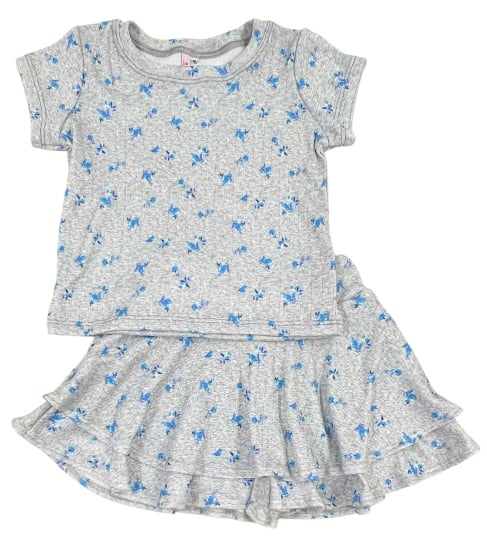 Sofi Grey Floral Skort Set