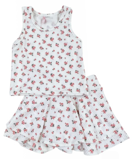 Sofi Ivory Pink Roses Skort Set