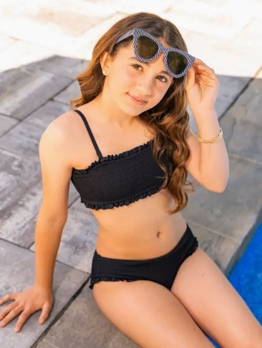Limeapple Black Crinkle Bandeau Bikini