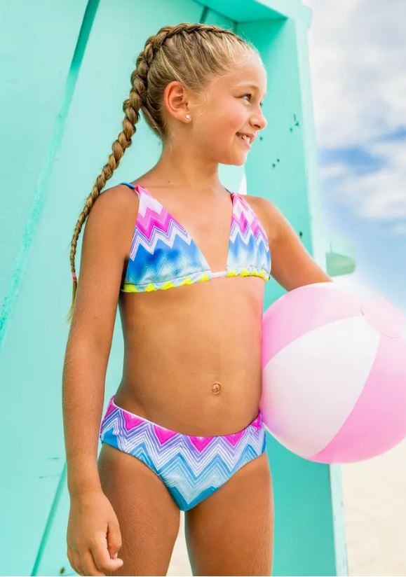 Limeapple Bright Chevron Bikini