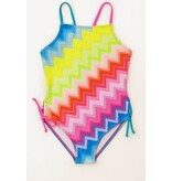 Limeapple Bright Chevron 1pc Swimsuit