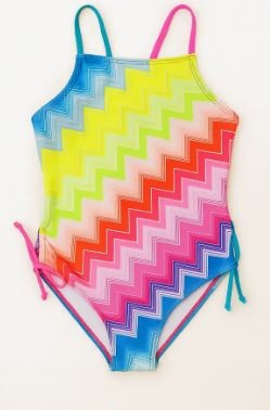 Limeapple Bright Chevron 1pc Swimsuit
