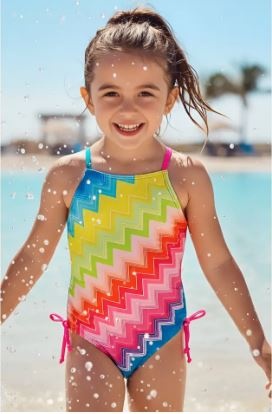 Limeapple Bright Chevron 1pc Swimsuit