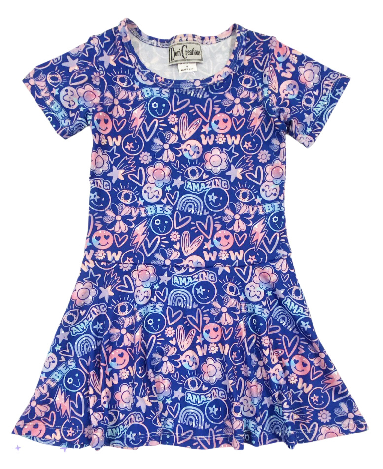 Dori Pink/Blue Pop Art Dress