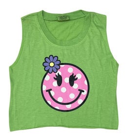 Firehouse Lime Polka Dot Smiley Tank Top