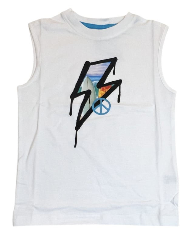 Mish Surf Bolt White Infant Muscle Tank