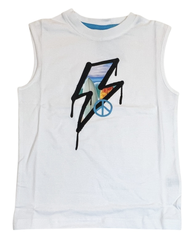 Mish Surf Bolt White Muscle Tank