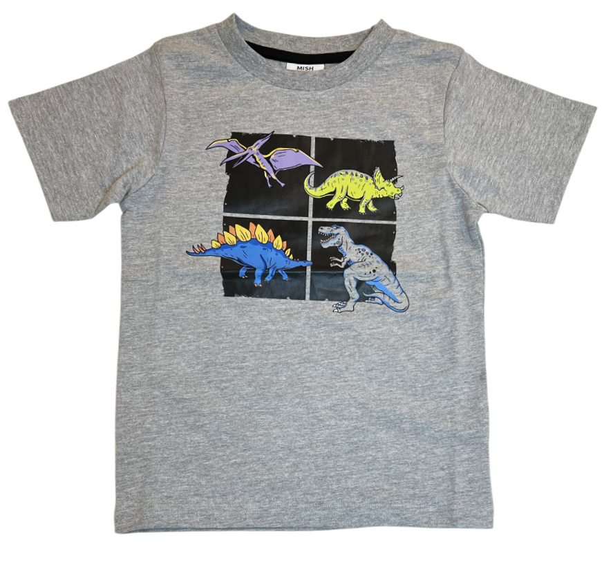 Mish Dino Square Grey Tee