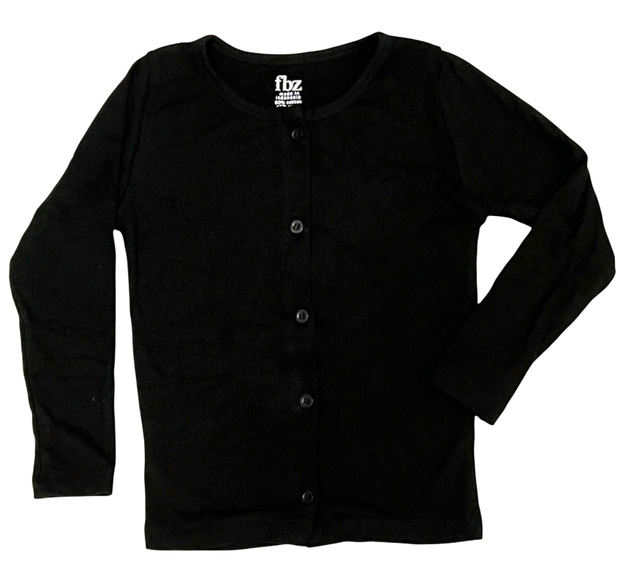 FBZ Black Ribbed Long Cardigan