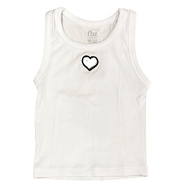 FBZ Cut Out Heart Wht Tank Top