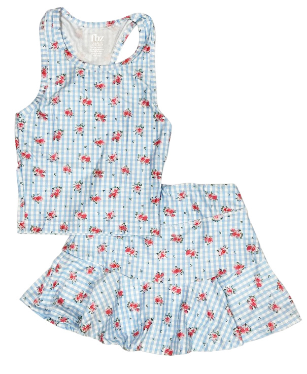 FBZ Fancy Floral Check Skort Set