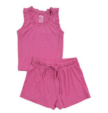 FBZ Pink Ribbed Ruffled Short Set