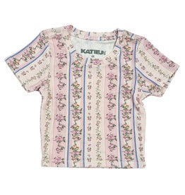 KatieJ NYC Shabby Floral Stripe Ribbed Tee