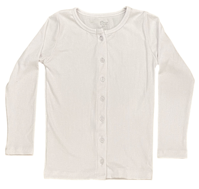 FBZ White Ribbed Cardigan