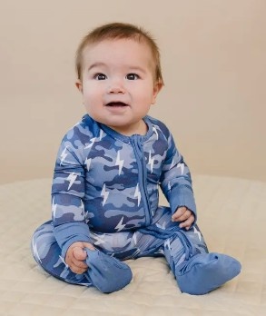 LPK Blue Camo Bolt Bamboo Footie