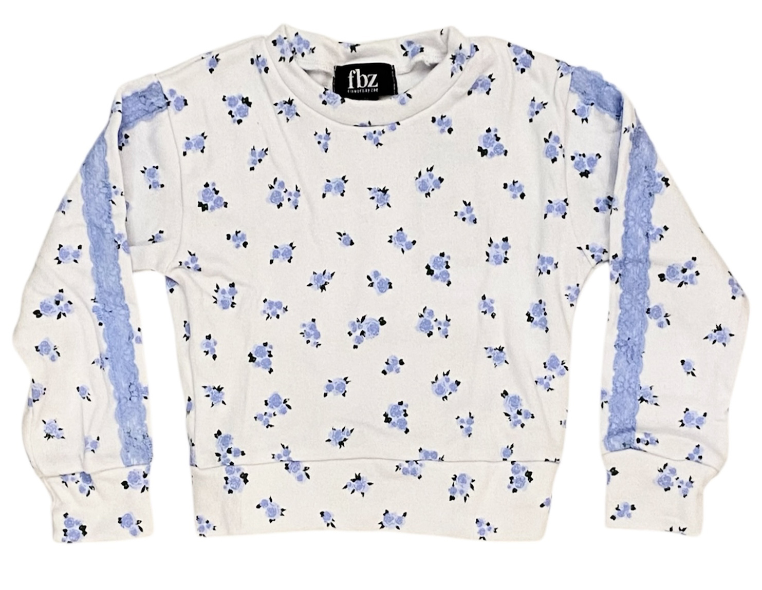FBZ Blue Rose/Lace Trim Sweatshirt