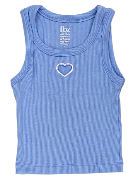 FBZ Cut Out Heart Blue Tank Top