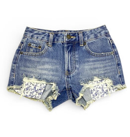 KatieJ NYC Blue Toile Pocket Denim Short